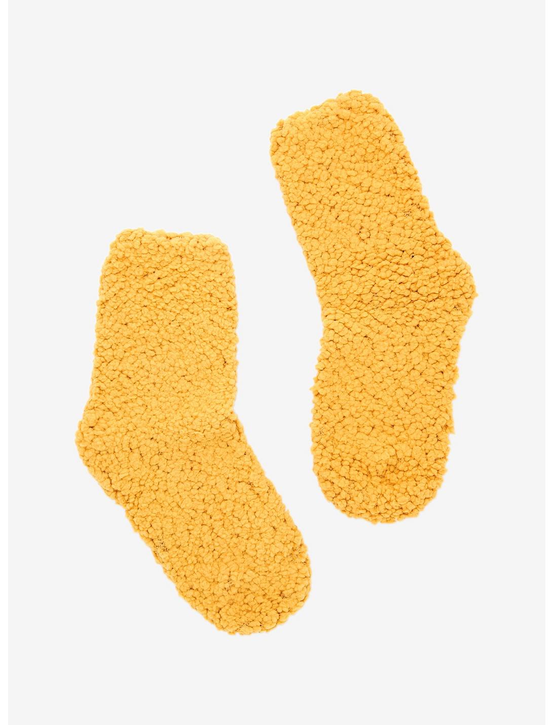 Yellow Fuzzy Popcorn Crew Socks, , hi-res