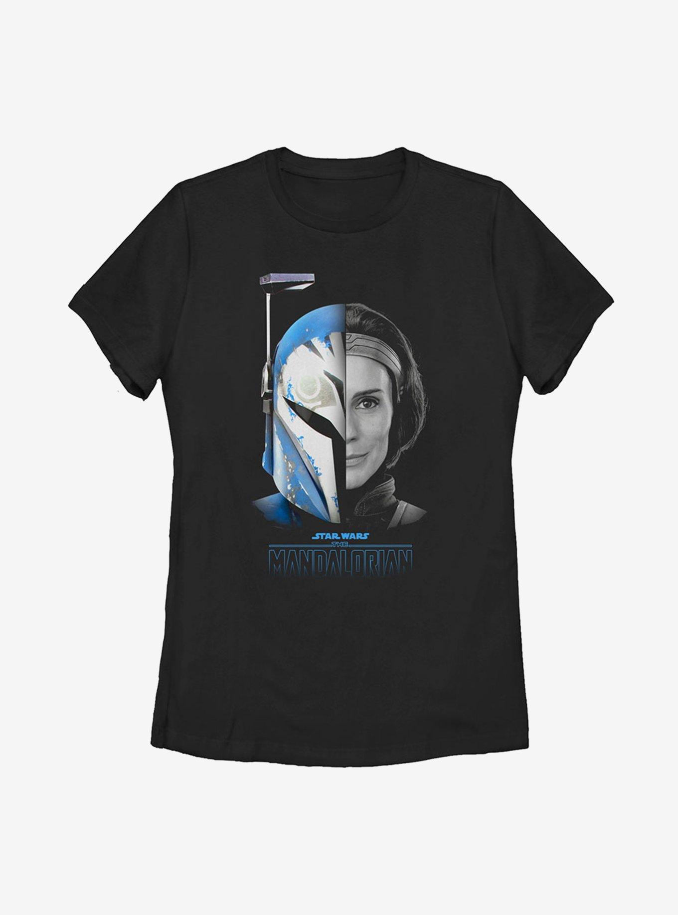 Star Wars The Mandalorian Season 2 Split Helmet Womens T-Shirt, BLACK, hi-res