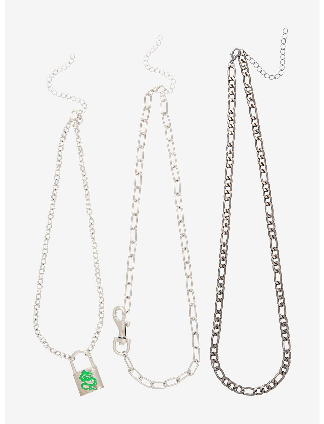 Green Dragon Padlock Chain Necklace Set, , hi-res