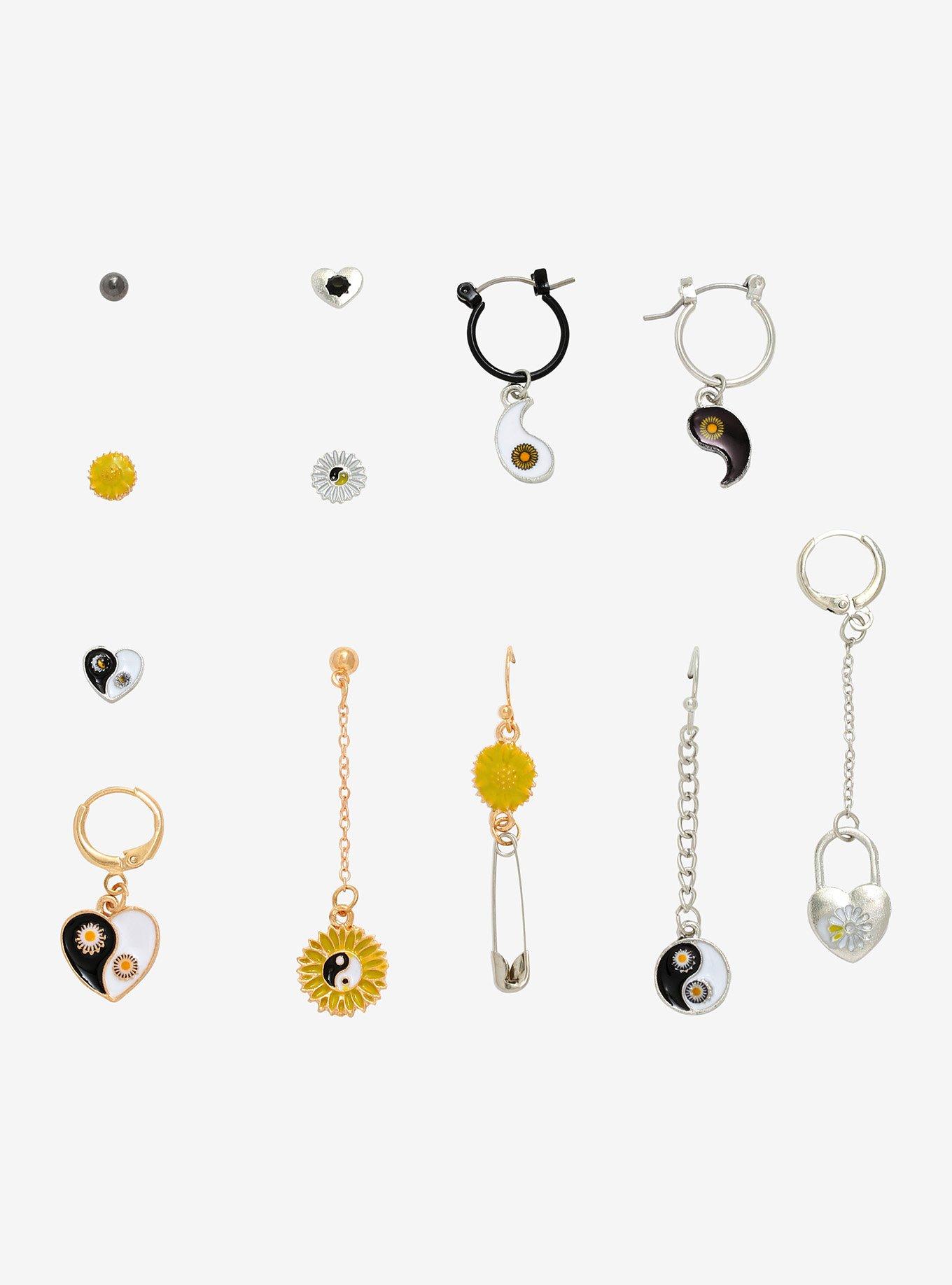 Sunflower Yin-Yang Mismatch Earring Set, , hi-res
