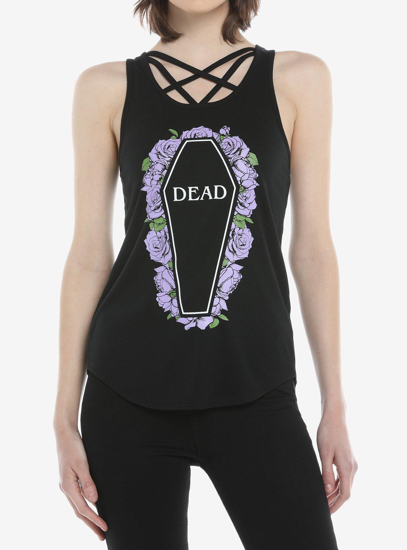 Dead Coffin Rose Crisscross Girls Tank Top | Hot Topic