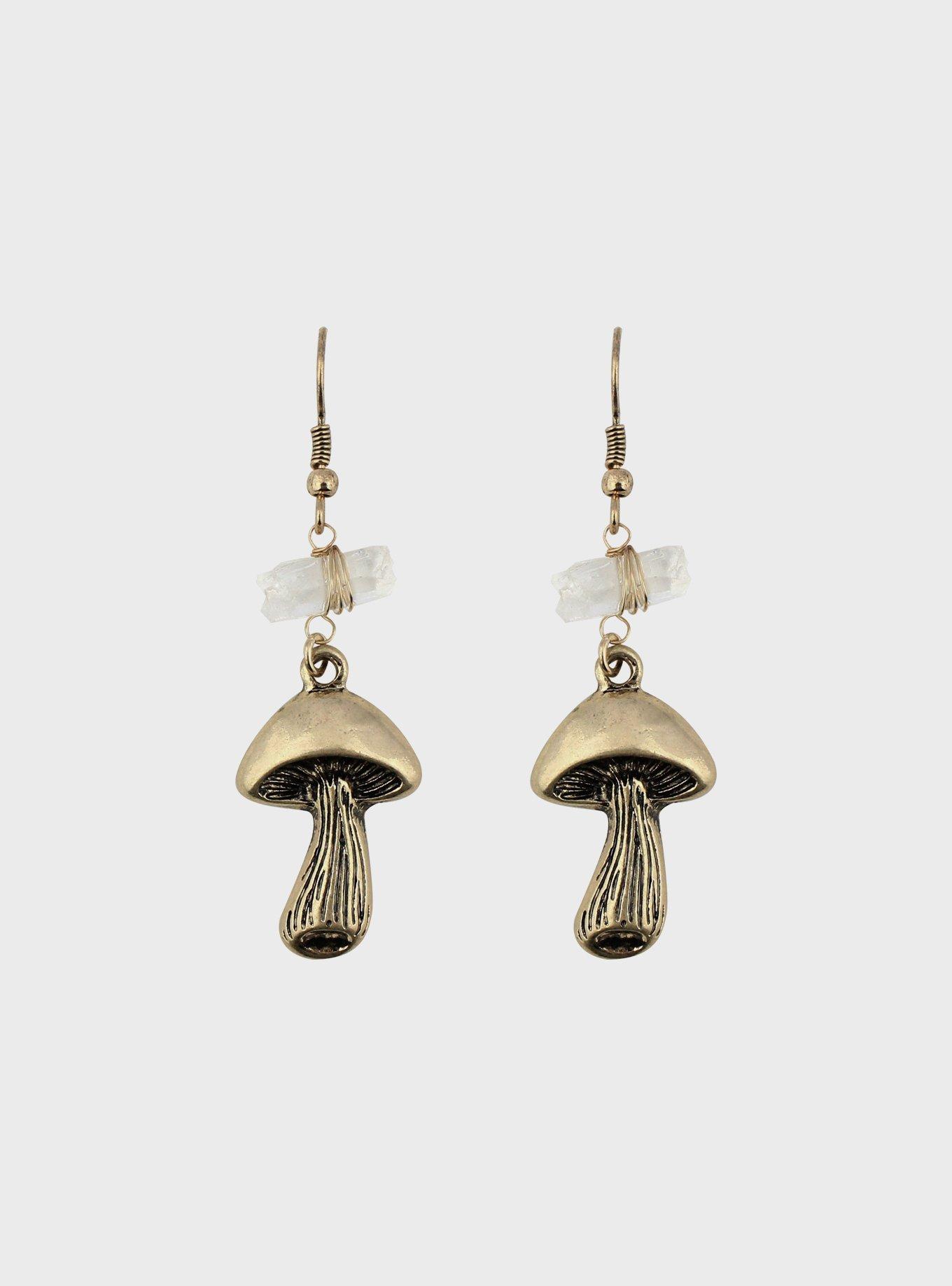 Antique Mushroom & Crystal Drop Earrings, , hi-res