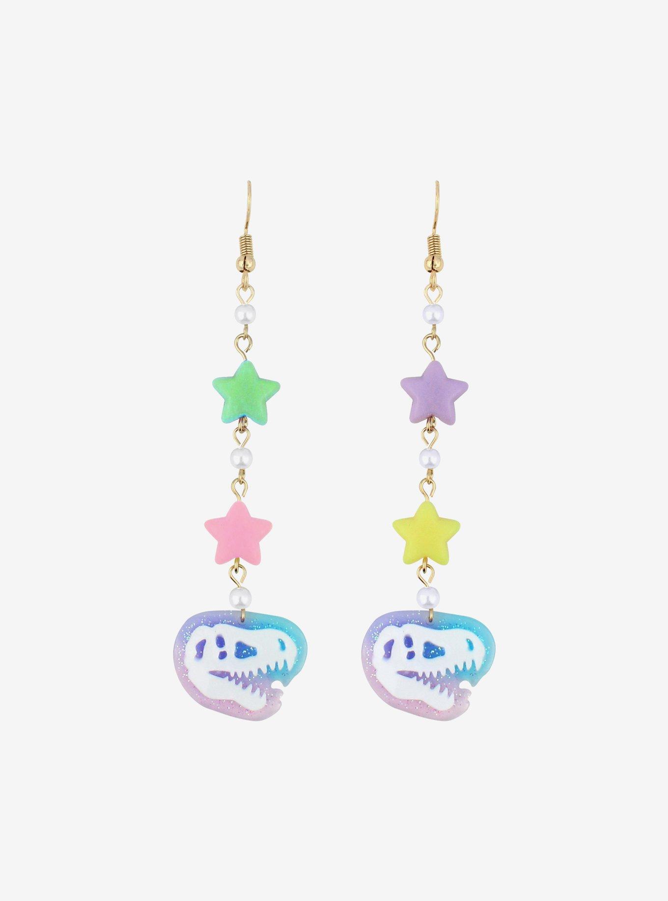 Pastel Dinosaurs & Stars Drop Earrings, , hi-res
