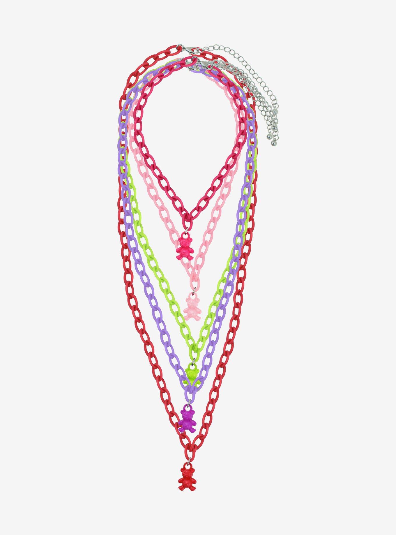 Multicolor Candy Bear Chain Necklace Set Hot Topic