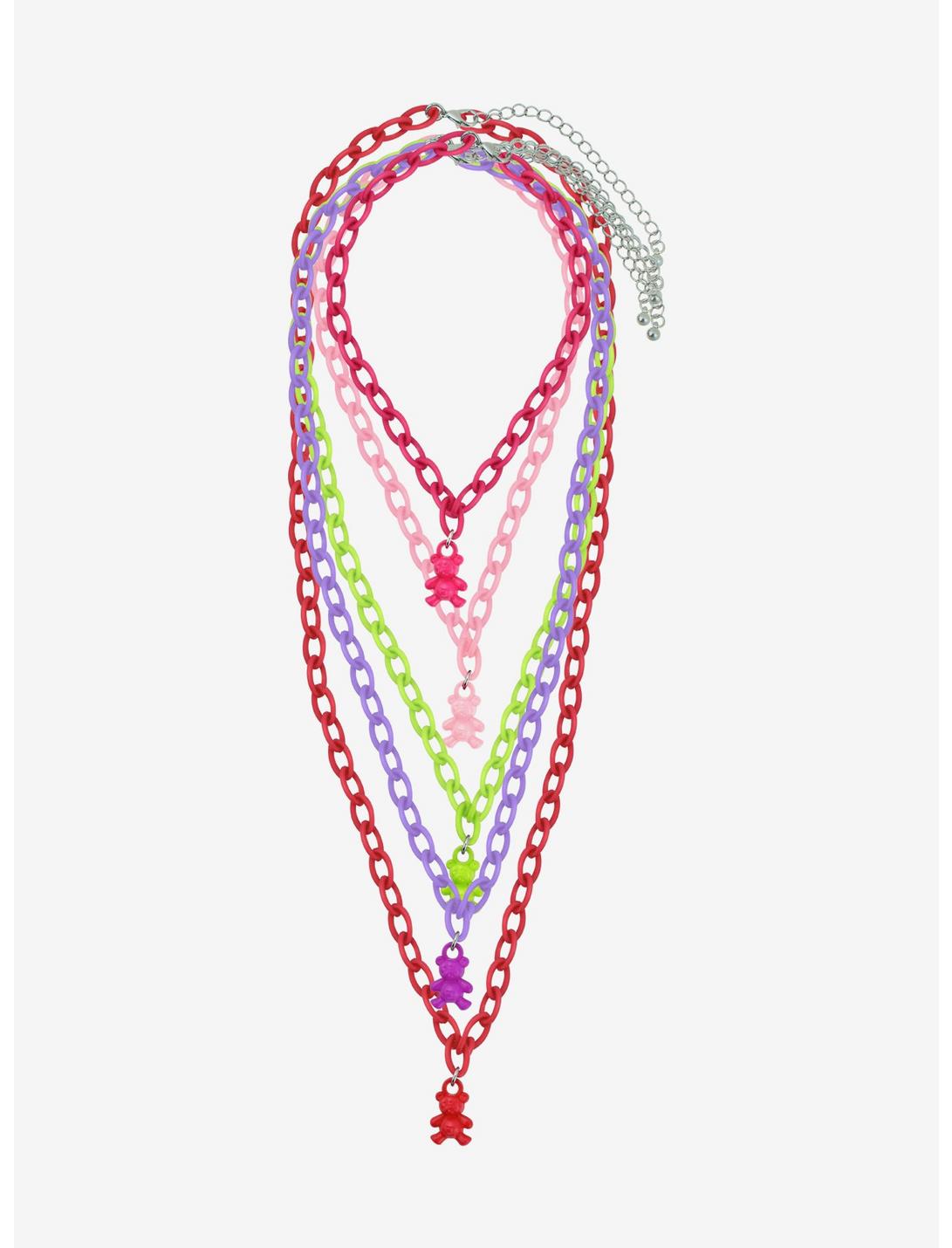 Multicolor Candy Bear Chain Necklace Set, , hi-res