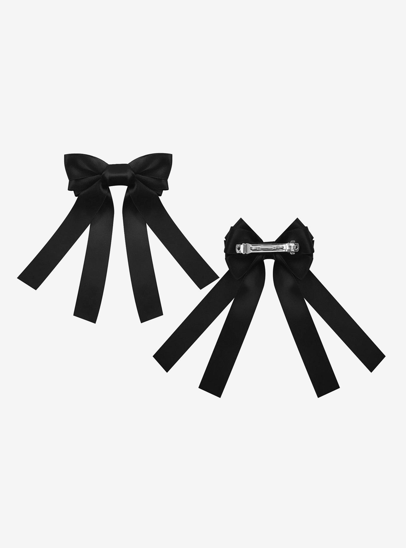 Triple Loop Satin Bow Hairclip - Black - H&O