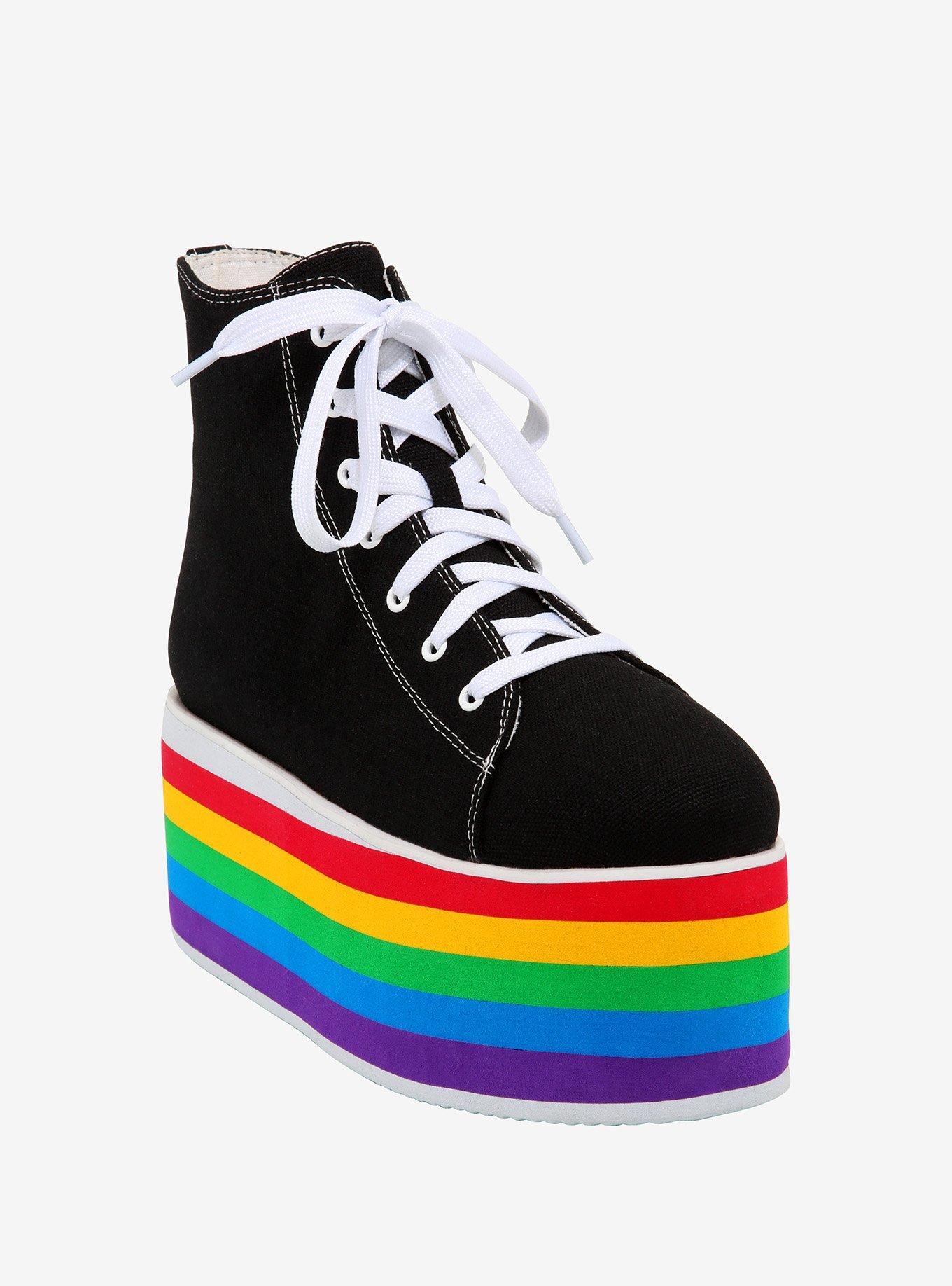 Black rainbow platform shoes on sale