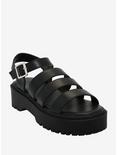 Black Multi Strap Sandals, MULTI, hi-res