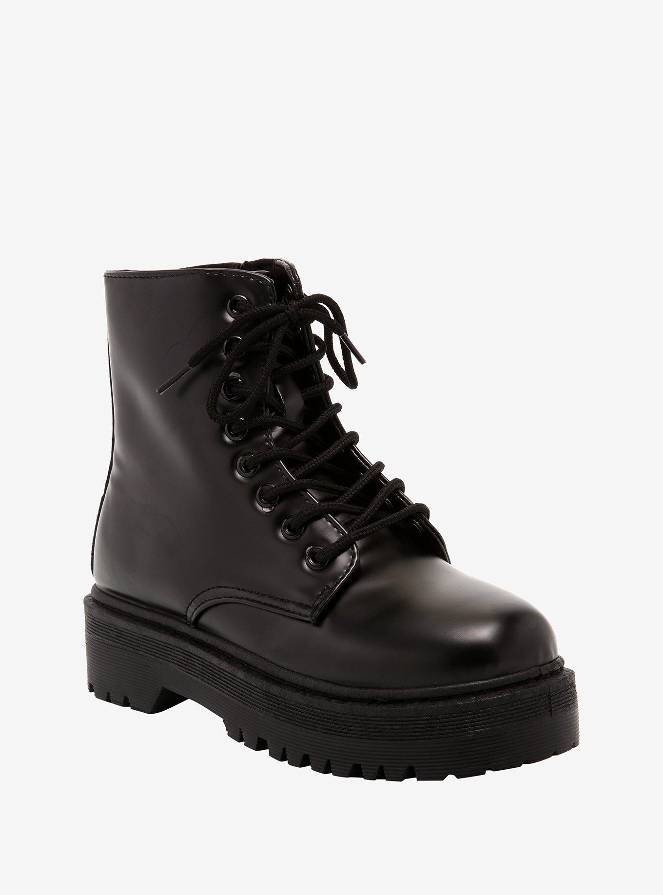 Matte Black Platform Combat Boots | Hot Topic