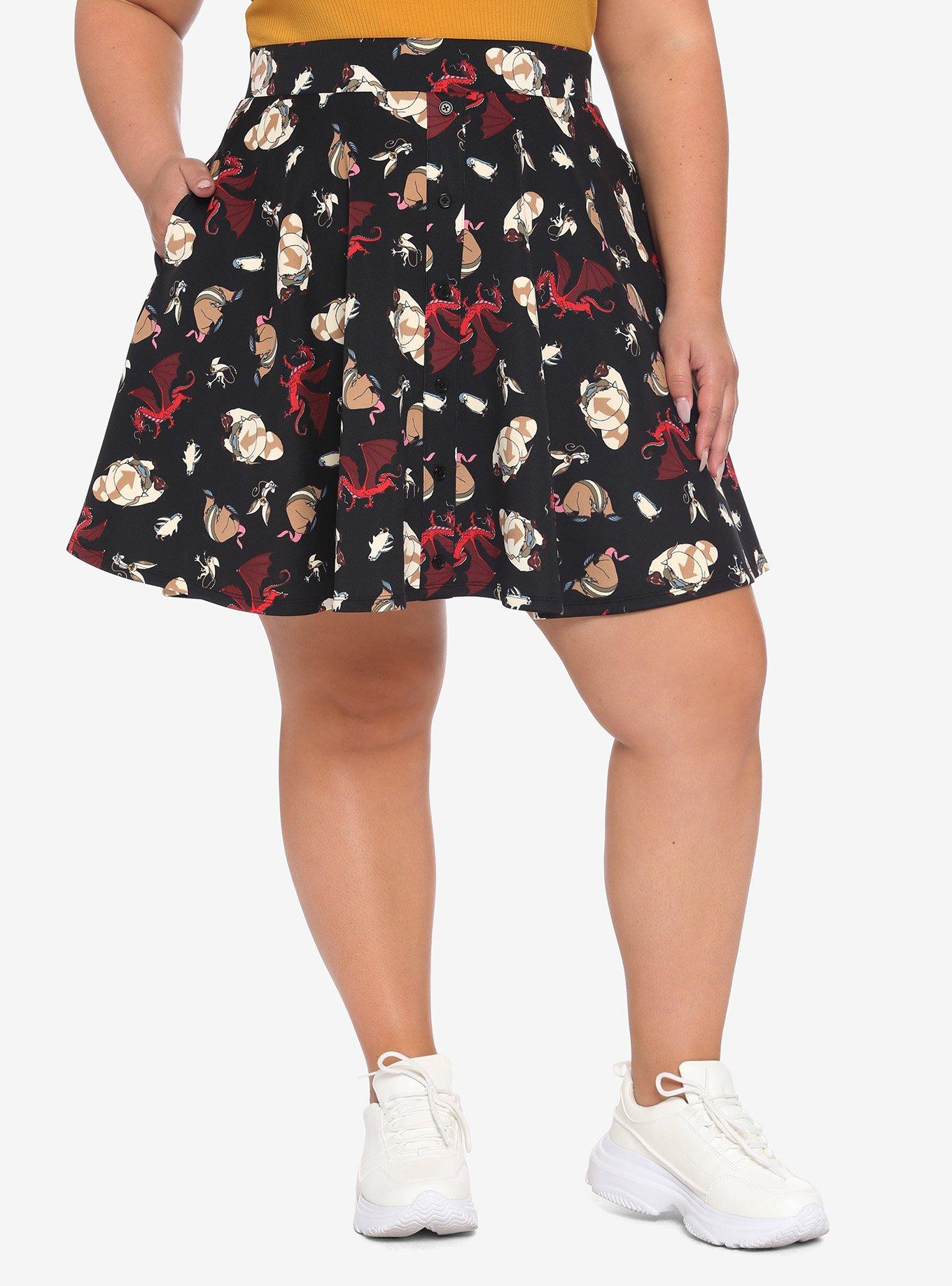 Avatar: The Last Airbender Button-Front Skater Skirt Plus Size, MULTI, hi-res