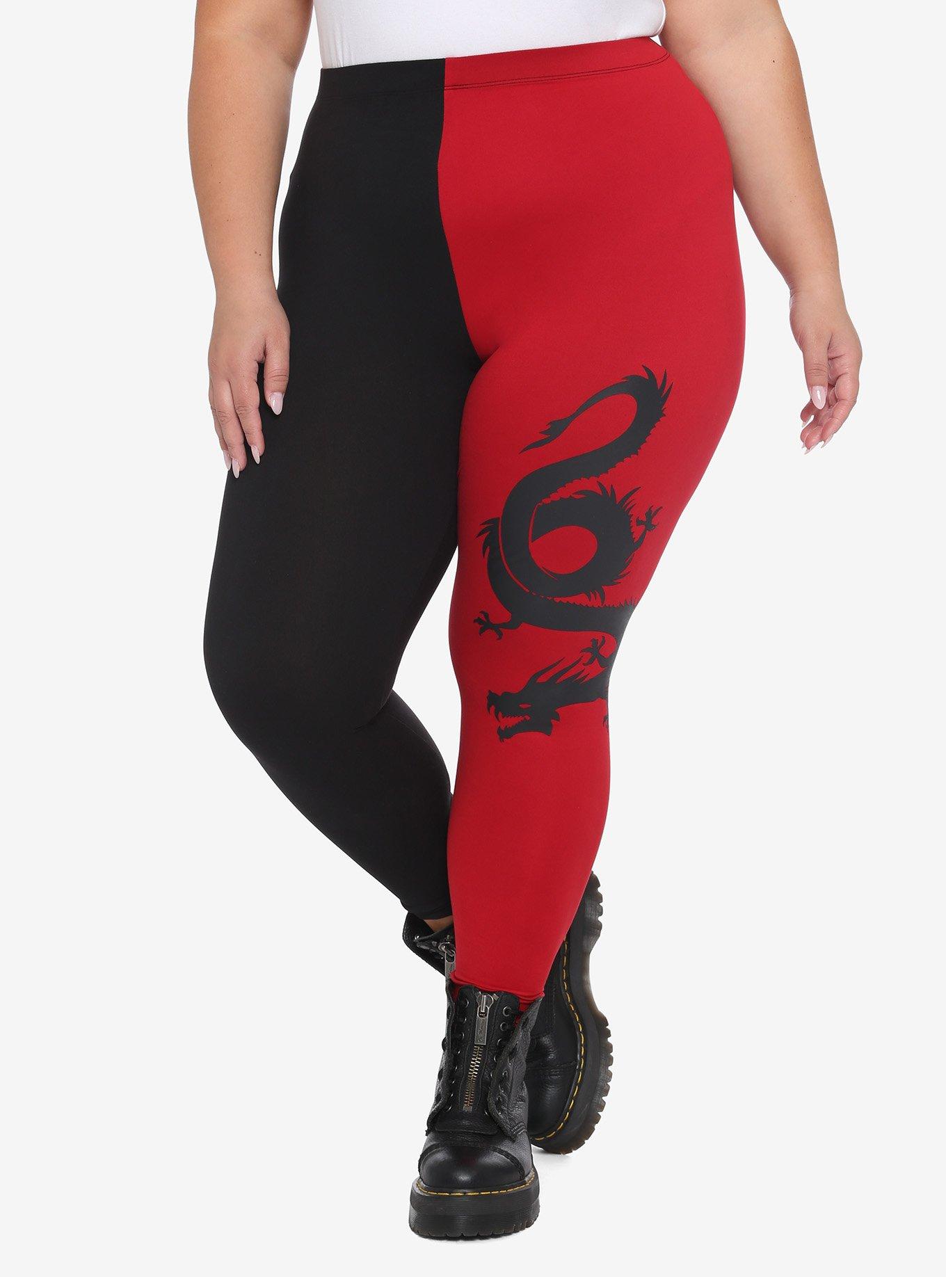 Dragon Red & Black Split Leggings Plus Size | Hot Topic