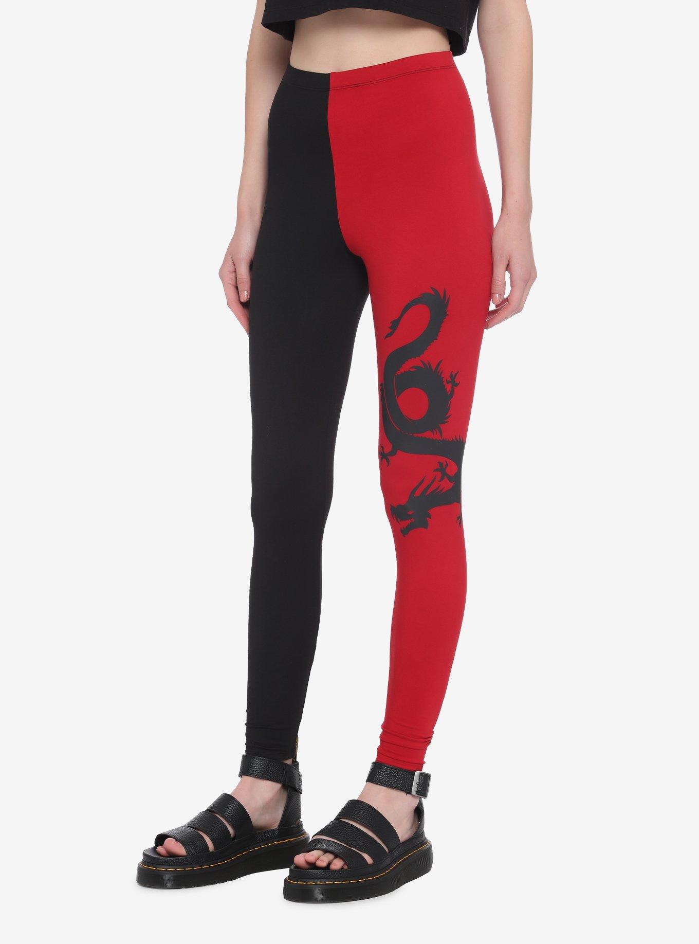 Dragon Red & Black Split Leggings, MULTI, hi-res