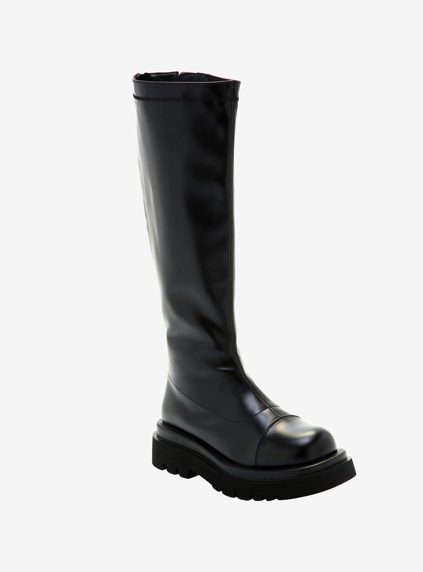 Black Platform Knee-High Boots, MULTI, hi-res