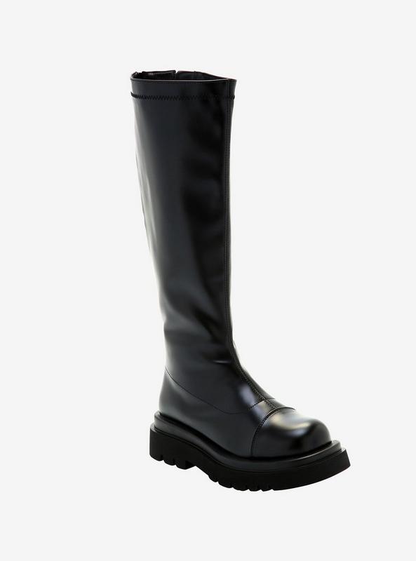 Black Platform Knee-High Boots