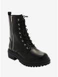 Black Side Zip Combat Boots, MULTI, hi-res