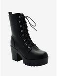 Black Lace Heeled Boots, MULTI, hi-res