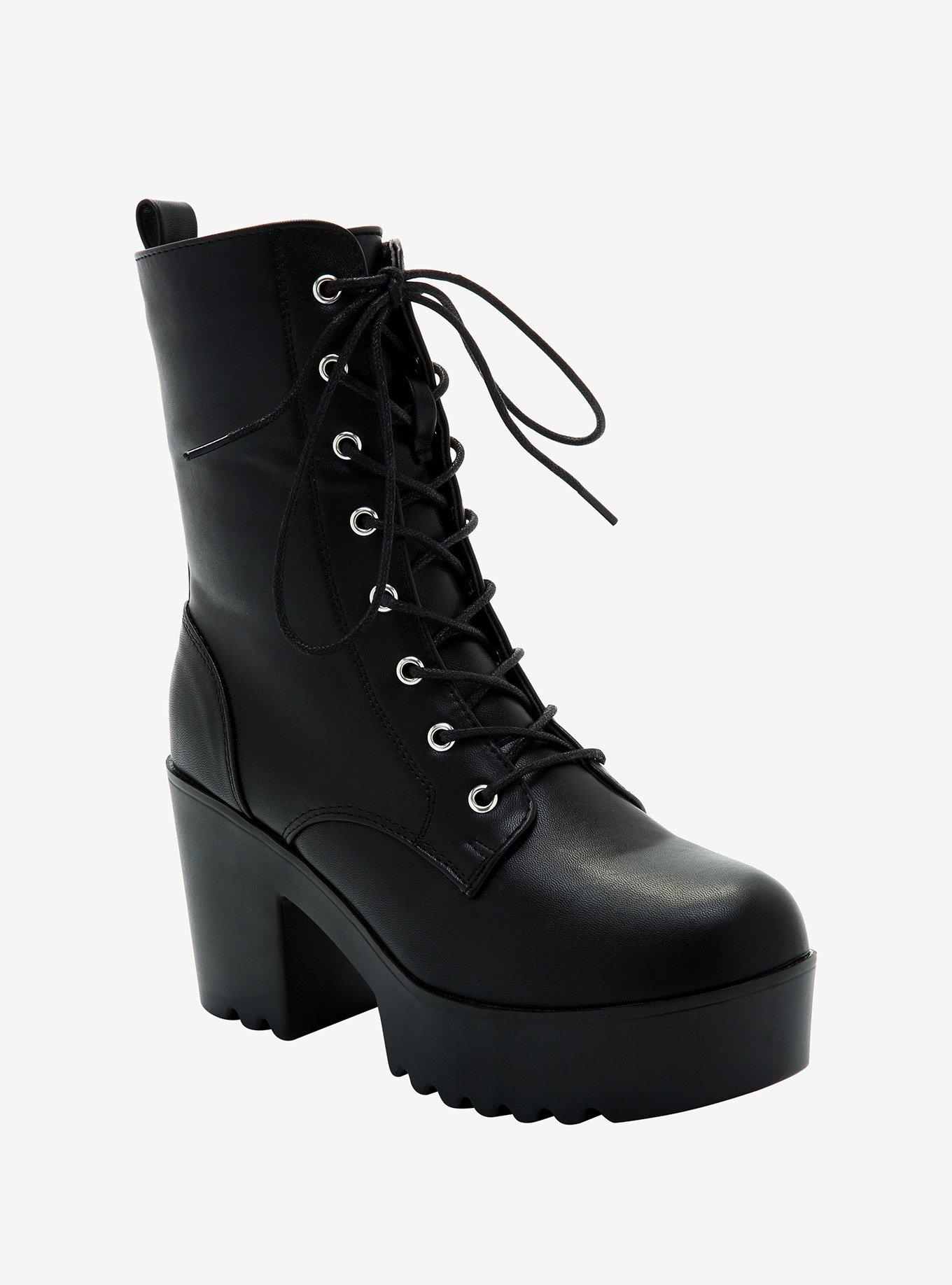 Black Lace Heeled Boots | Hot Topic