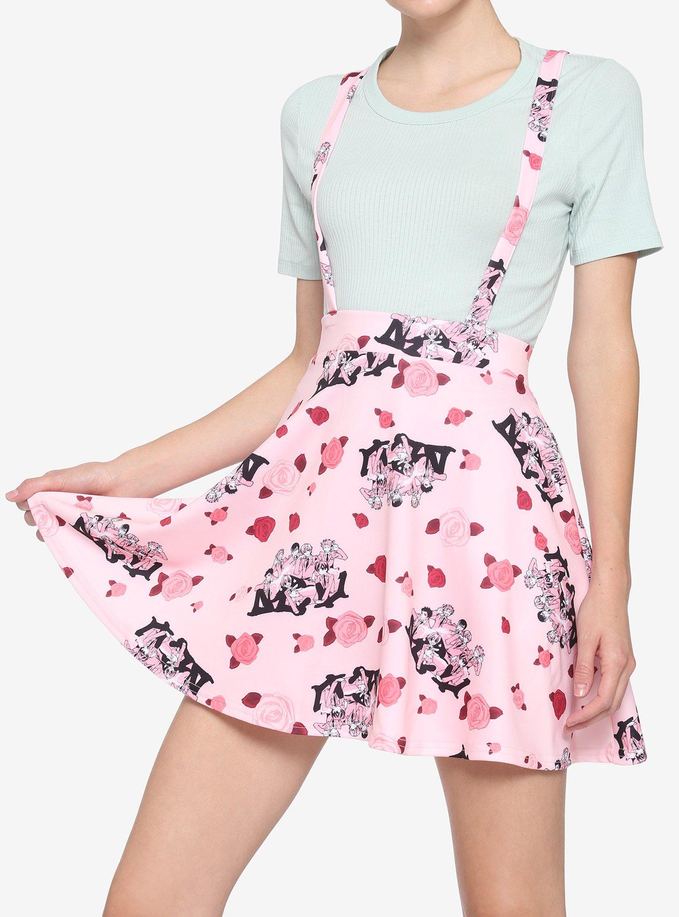 Ouran High School Host Club Roses Suspender Skirt, PINK, hi-res