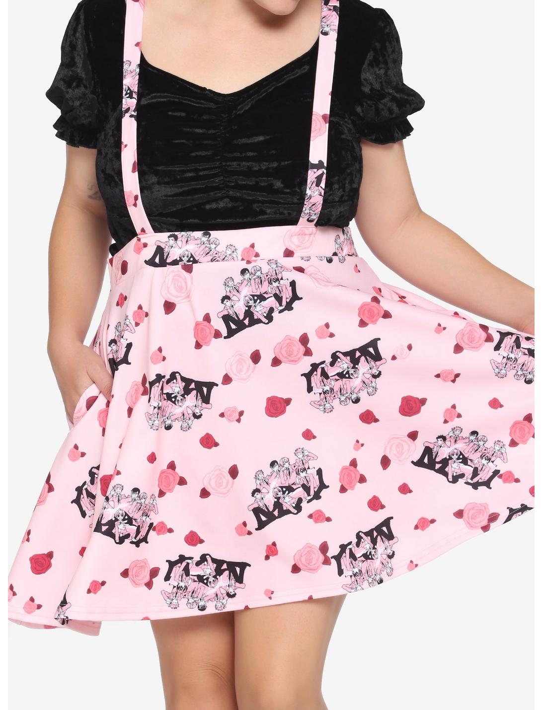 Ouran High School Host Club Roses Suspender Skirt Plus Size, PINK, hi-res