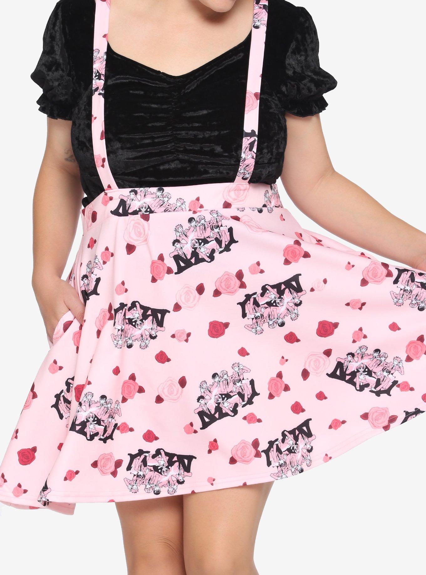 Ouran High School Host Club Roses Suspender Skirt Plus Size, PINK, hi-res