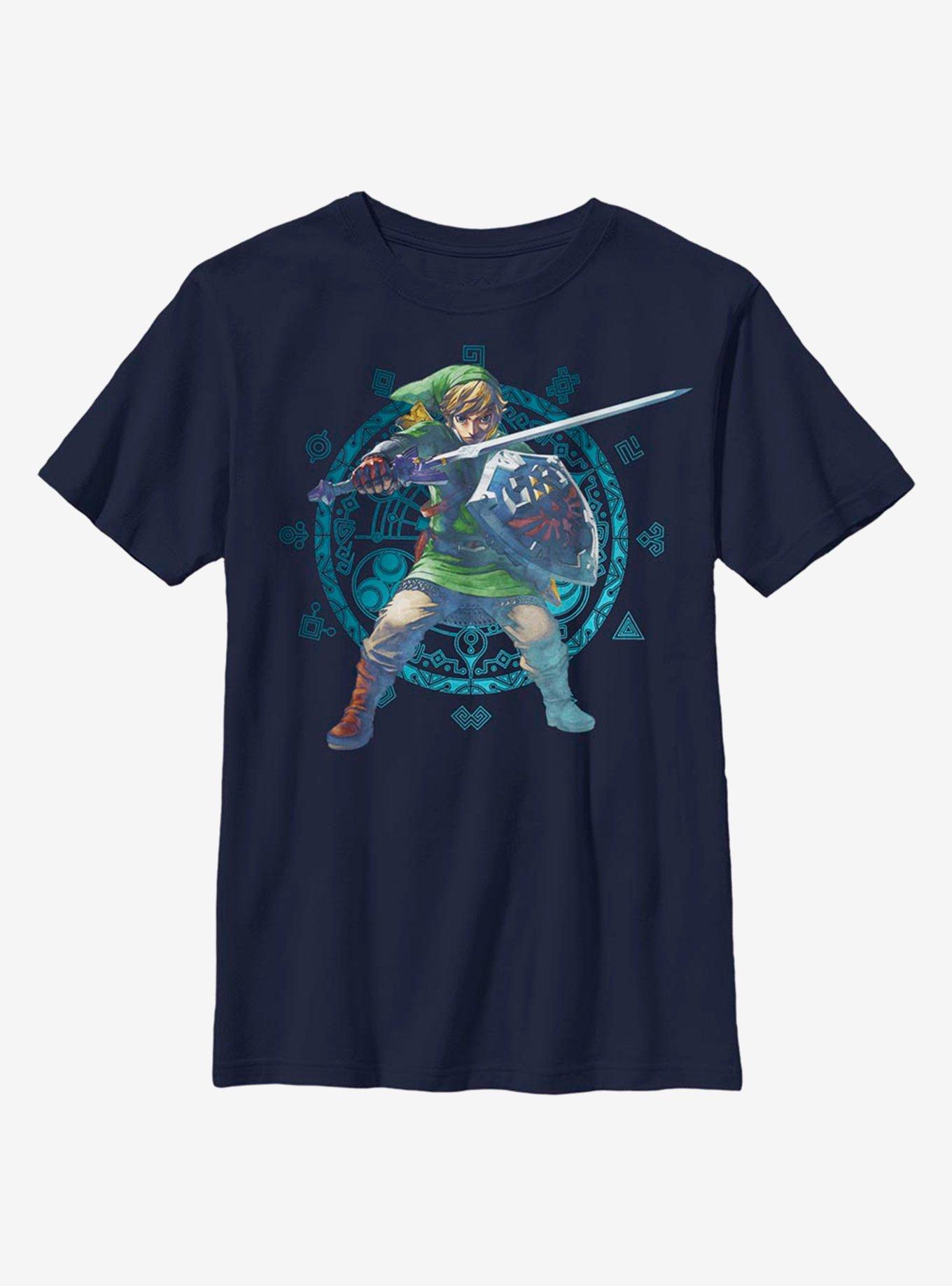 Nintendo The Legend Of Zelda Link Brandishing Youth T-Shirt - BLUE ...