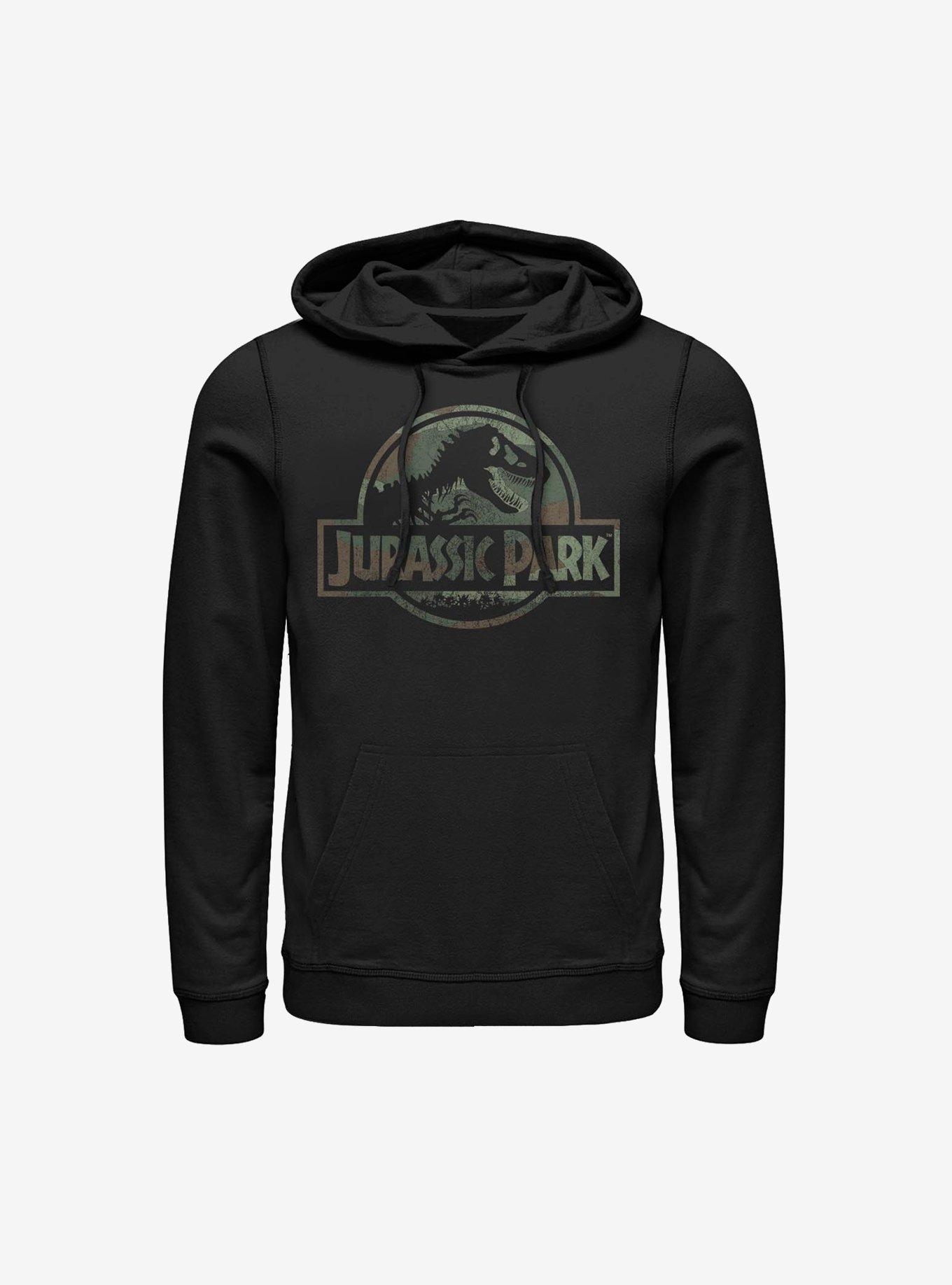 Jurassic Park Camo Logo Hoodie, BLACK, hi-res