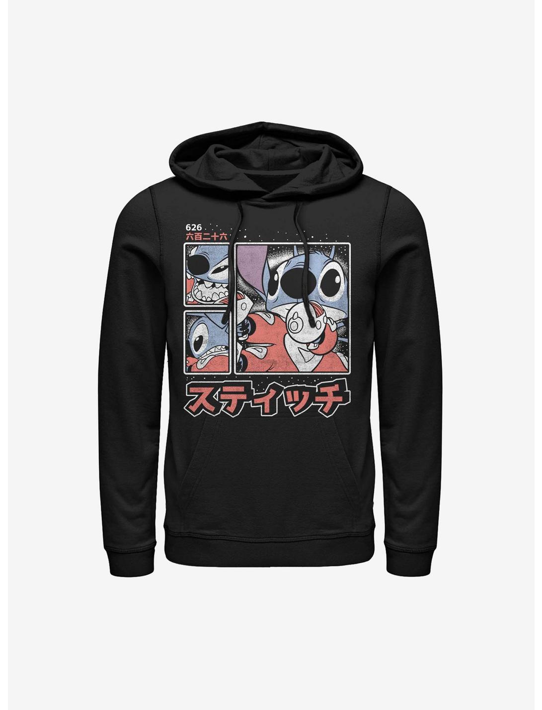 Disney Lilo And Stitch Japanese Text Hoodie, BLACK, hi-res