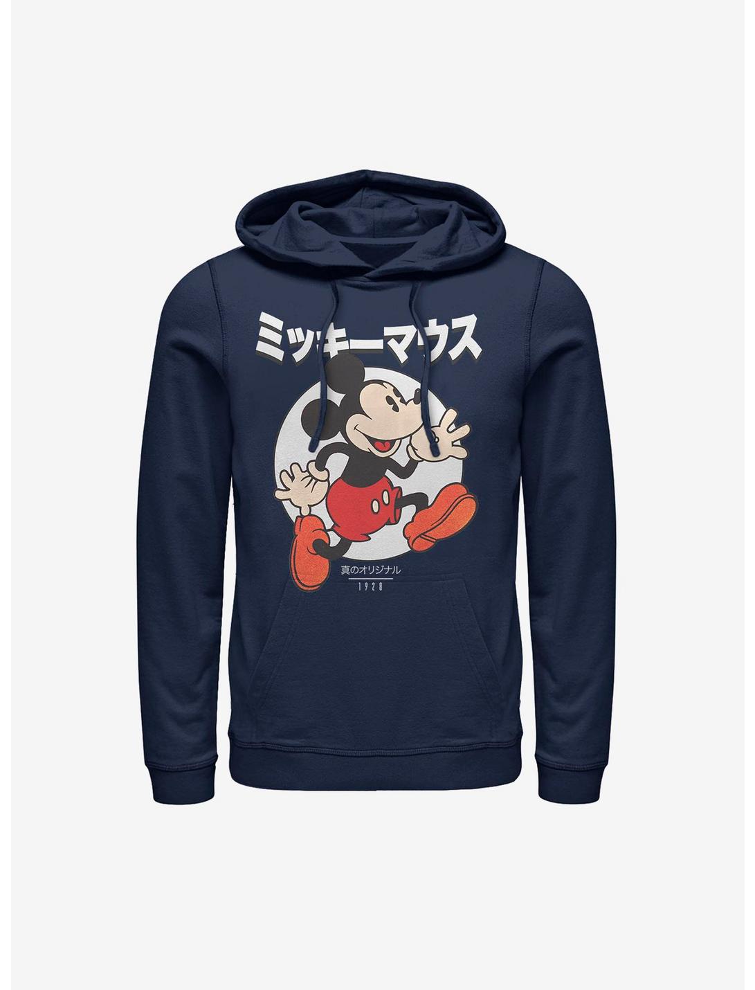 Disney Mickey Mouse Japanese Text Hoodie, NAVY, hi-res