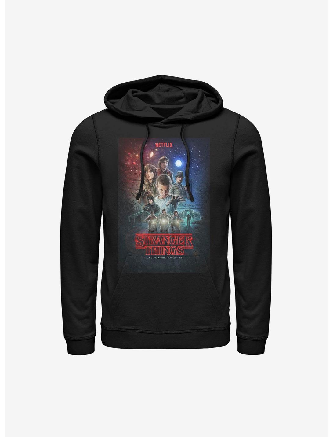 Stranger Things Classic Illustrated Poster Hoodie, BLACK, hi-res