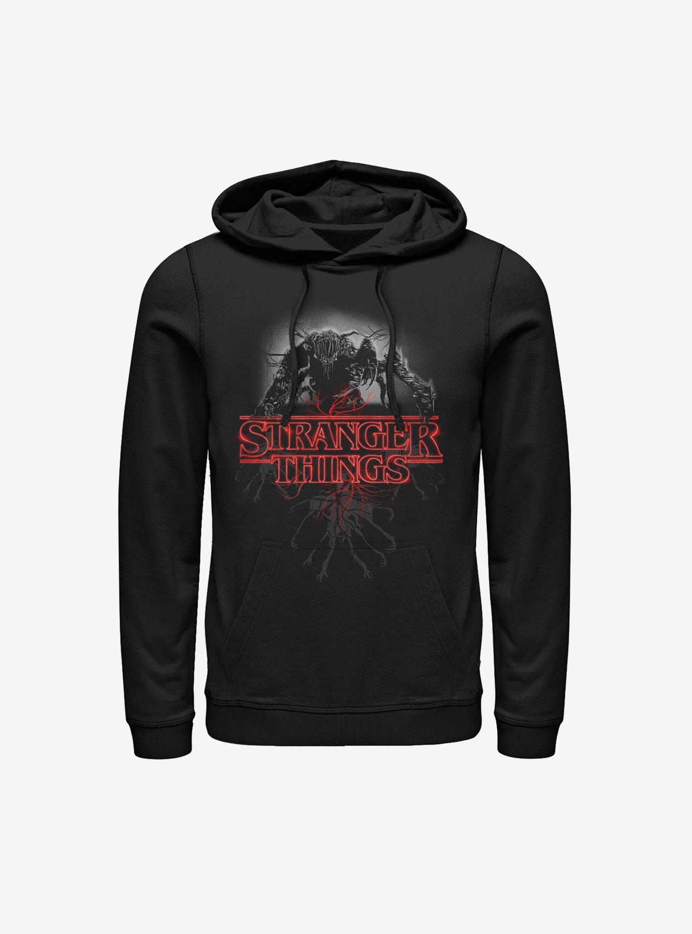 Stranger Things Logo Demogorgon Hoodie - BLACK | BoxLunch