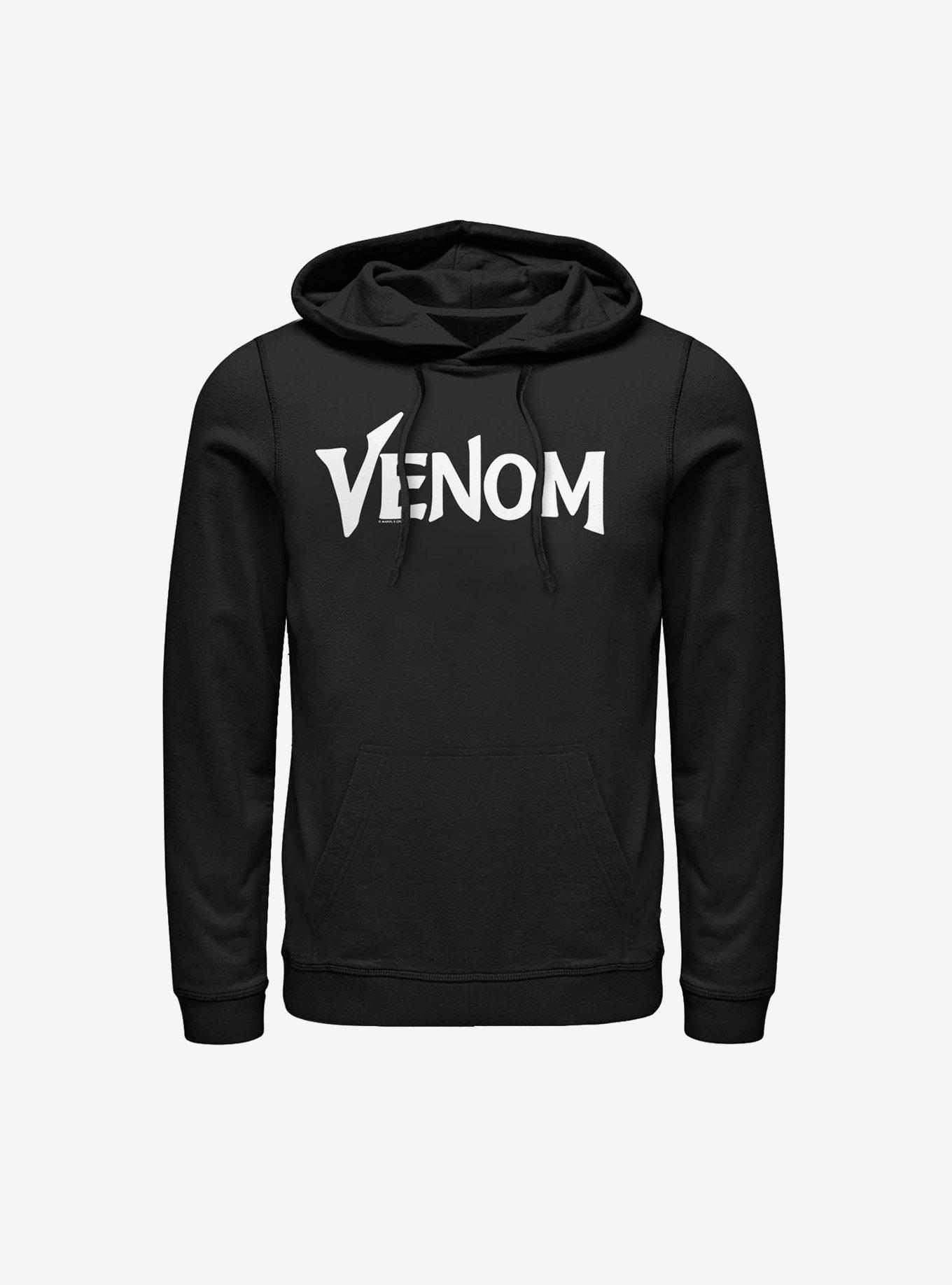 Marvel Venom Logo White Script Hoodie, BLACK, hi-res