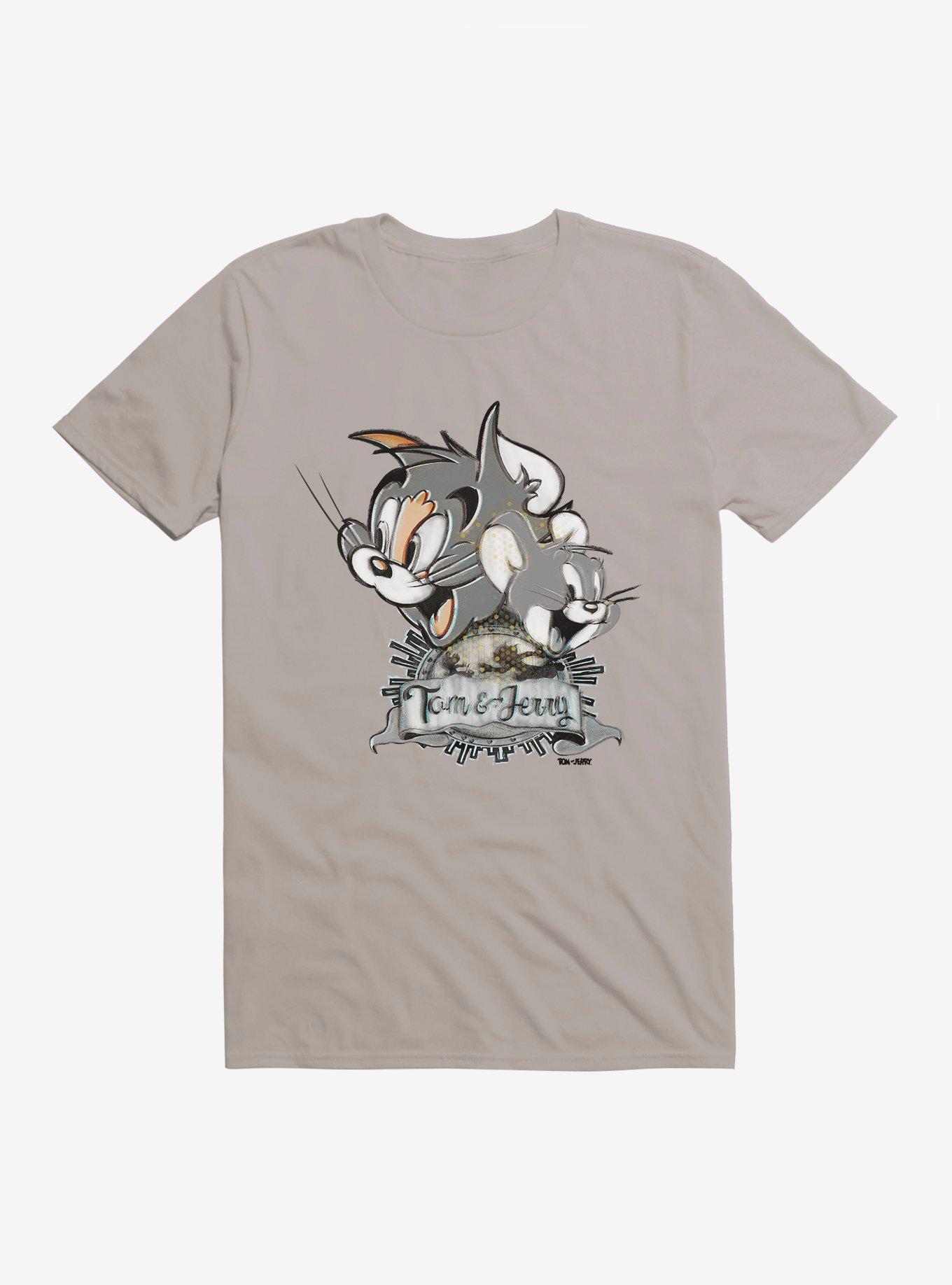 Tom And Jerry Vintage Banner T-Shirt, LIGHT GREY, hi-res