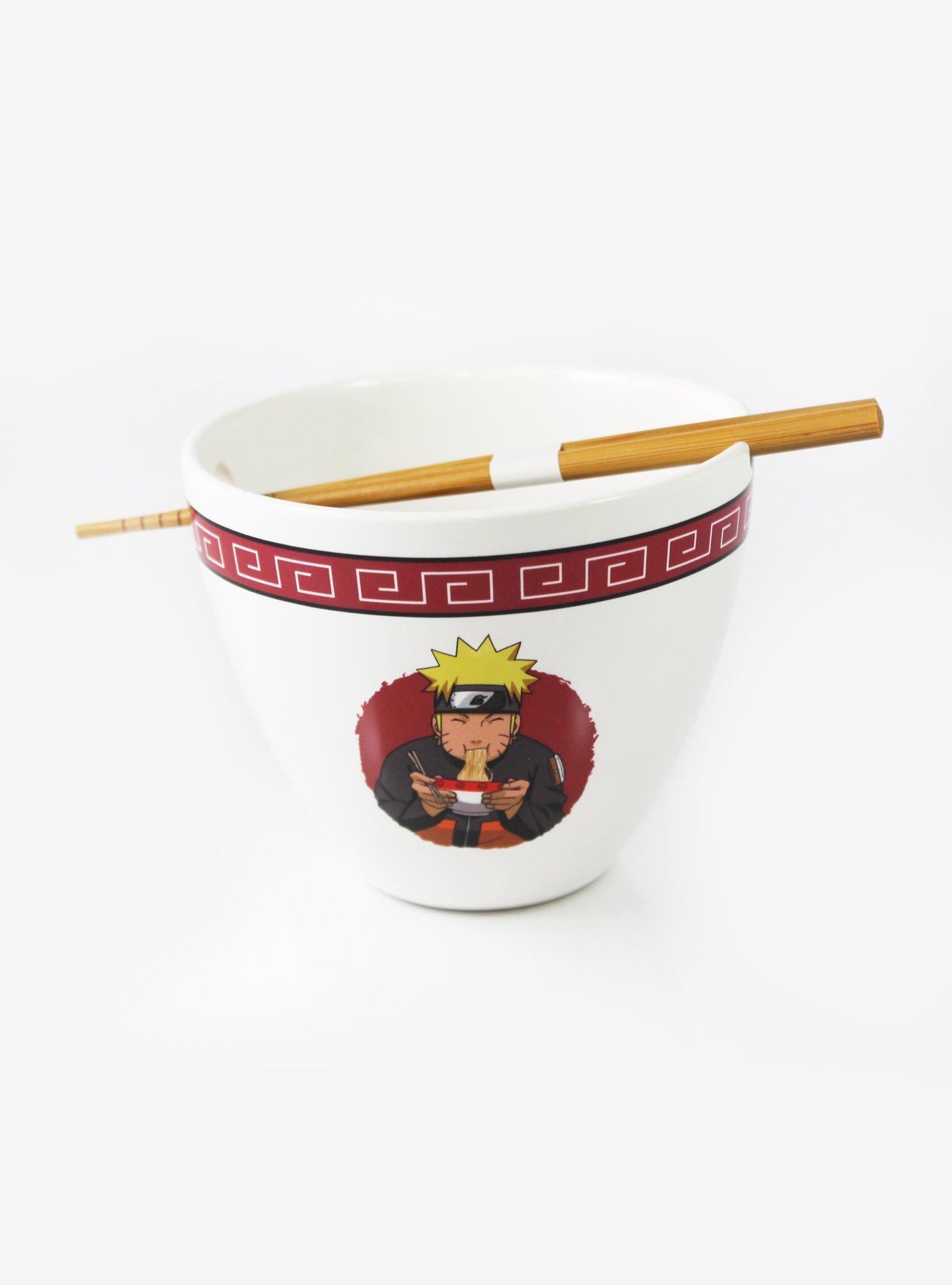 Naruto Shippuden Ramen Soup Bowl With Wooden Chopsticks 14 oz Ceramic Ichiraku 