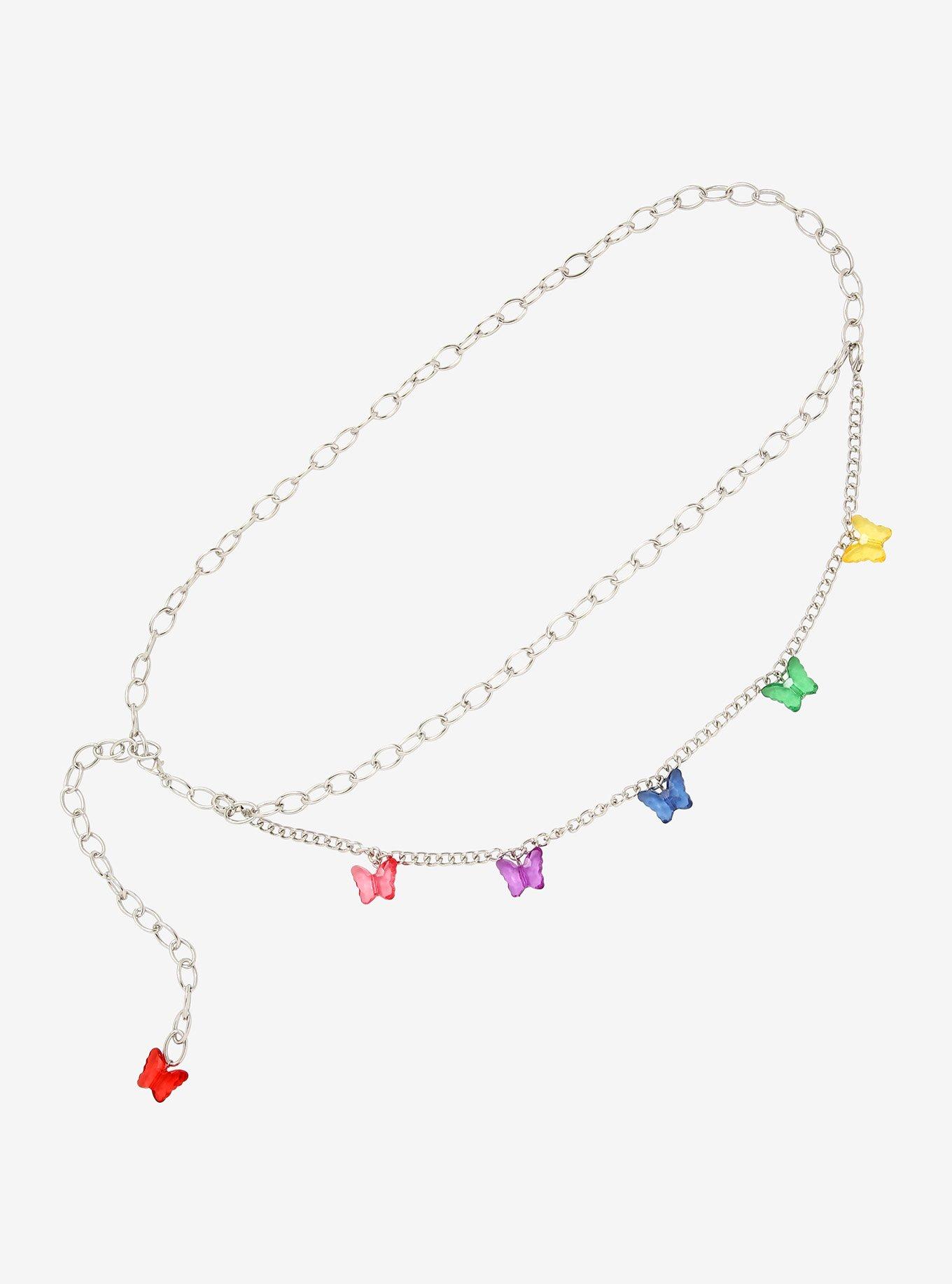 Multicolor Butterfly Charm Layered Chain Belt Hot Topic