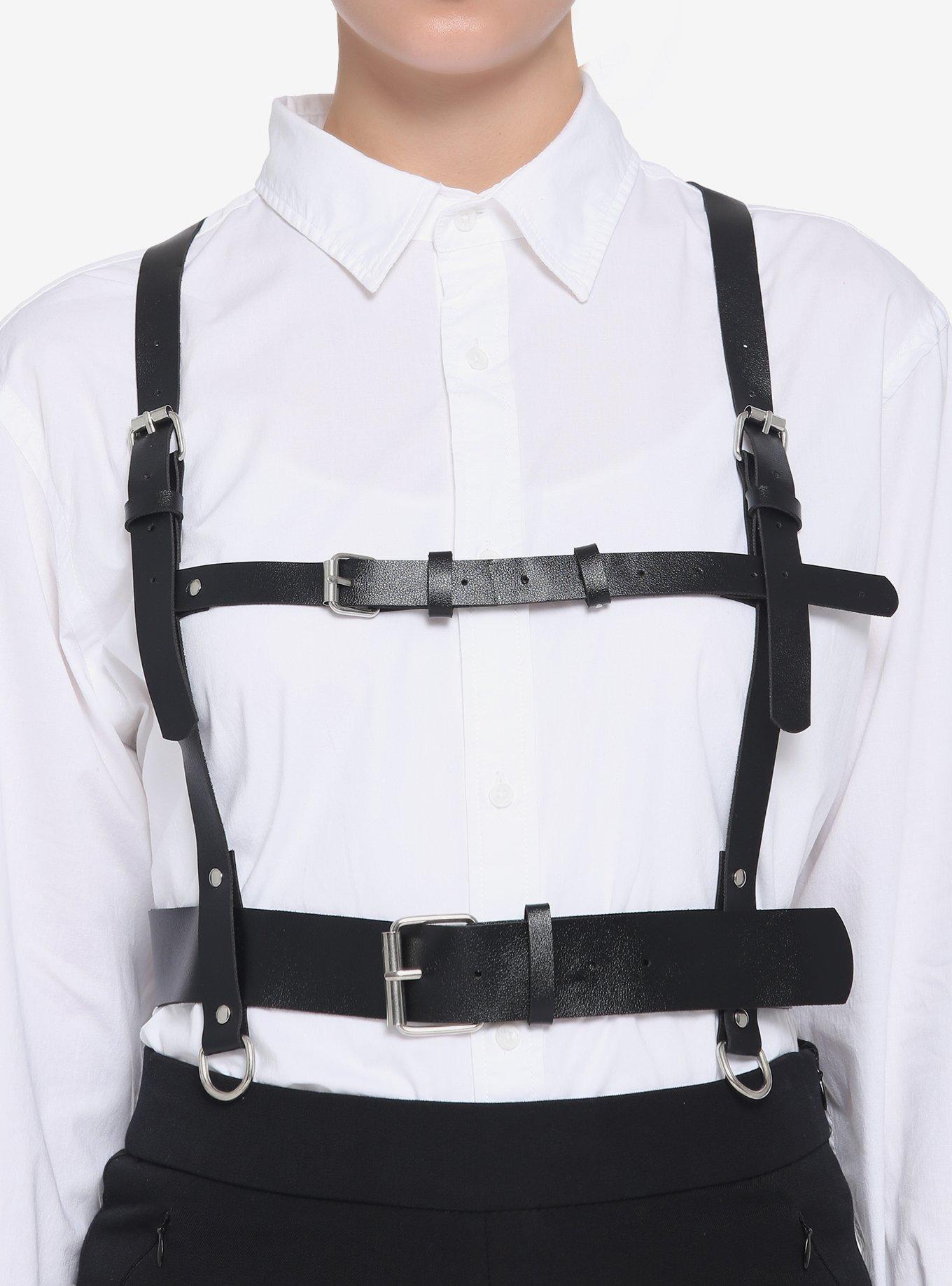 Thin Double Buckle Harness Belt - Black - One Size