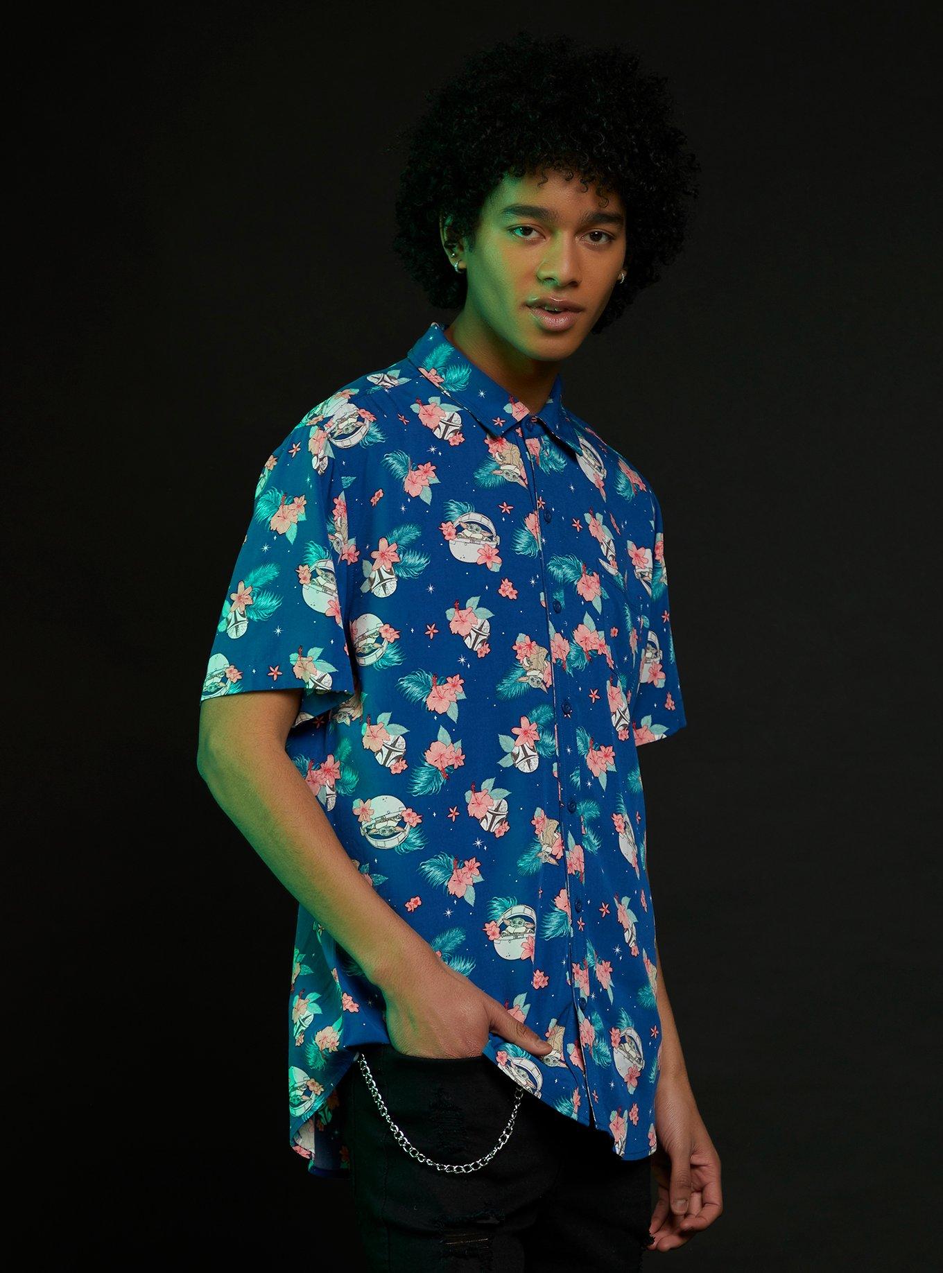 Star Wars The Mandalorian The Child Tropical Floral Woven Button