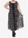 Witchy Floral Chiffon Sleeveless Duster Plus Size, BLACK, hi-res