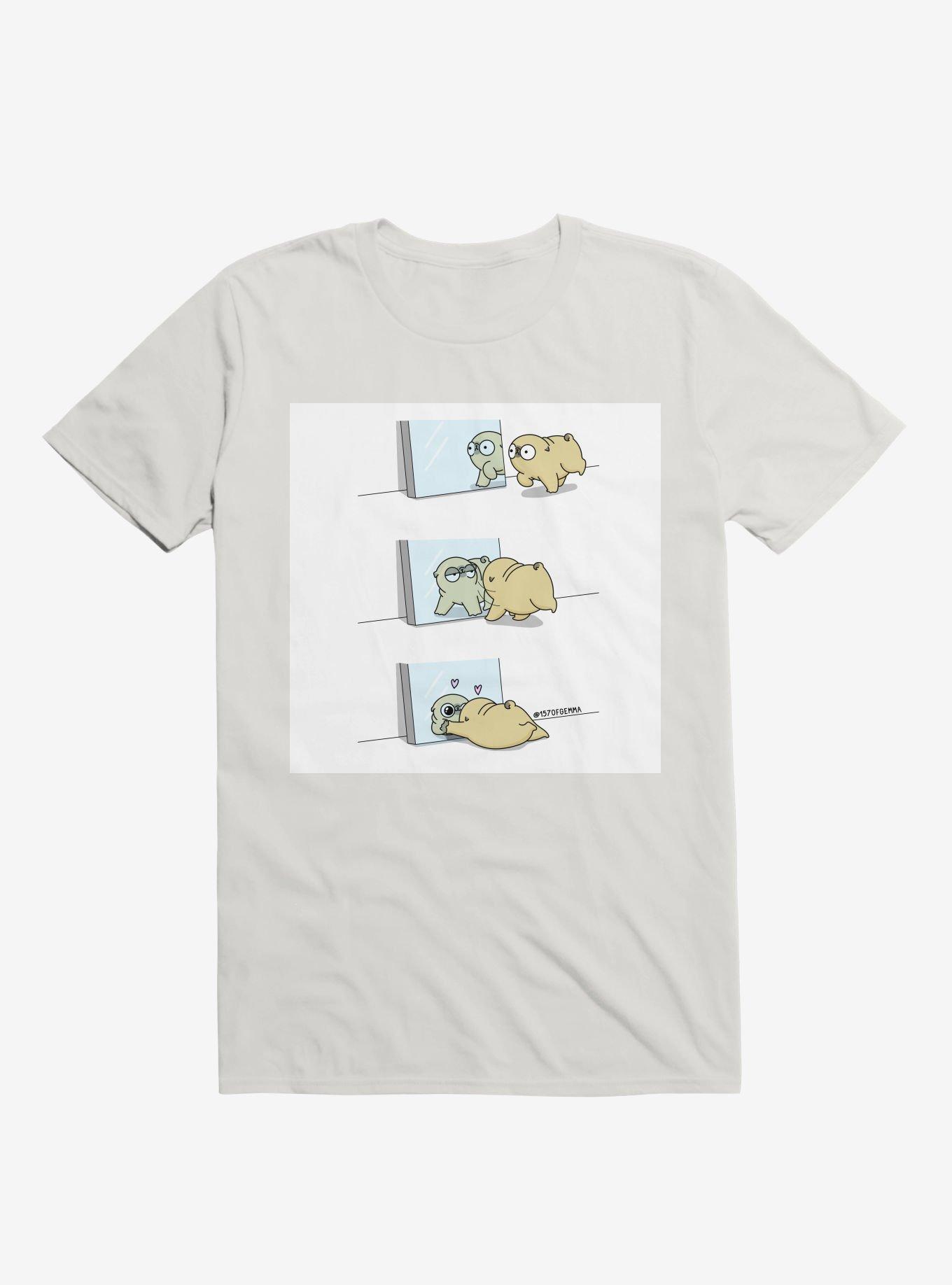 Mochi The Pug Looking Himself In The Mirror T-Shirt, , hi-res