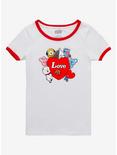 BT21 Love Heart Girls Ringer T-Shirt, RED, hi-res