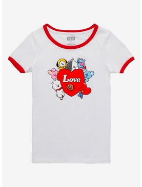 BT21 Love Heart Girls Ringer T-Shirt, , hi-res