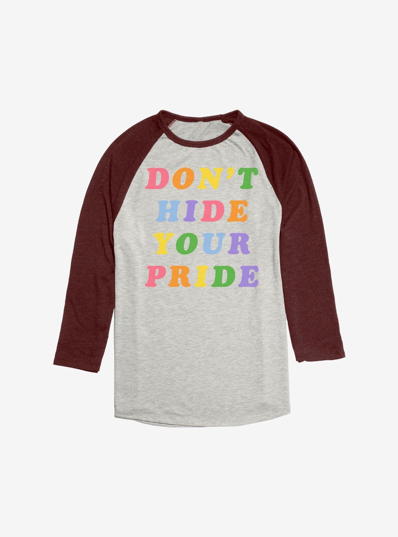 Don't Hide Your Pride Raglan, Oatmeal With Maroon, hi-res