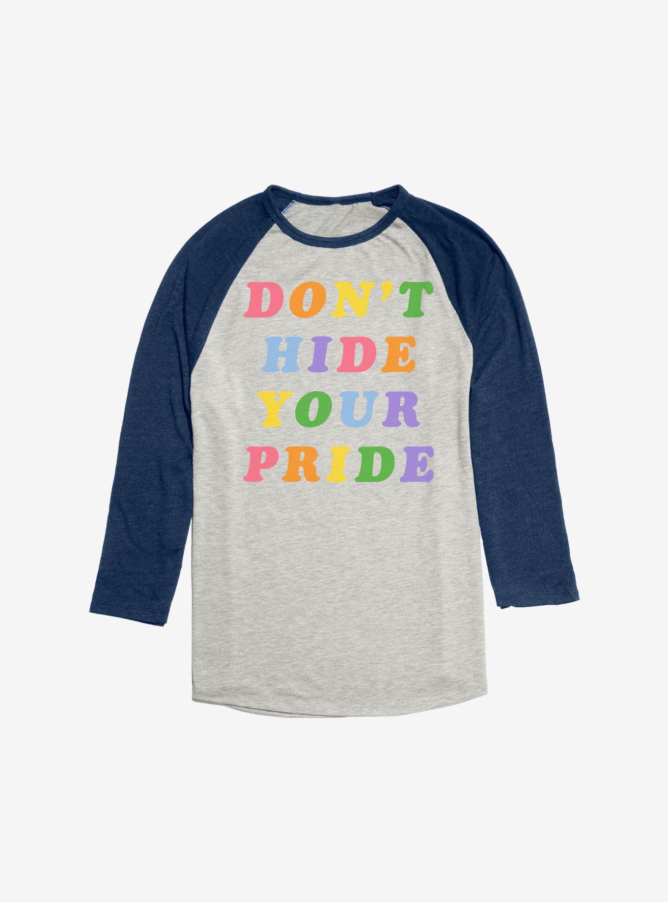 Don't Hide Your Pride Raglan, Oatmeal With Navy, hi-res