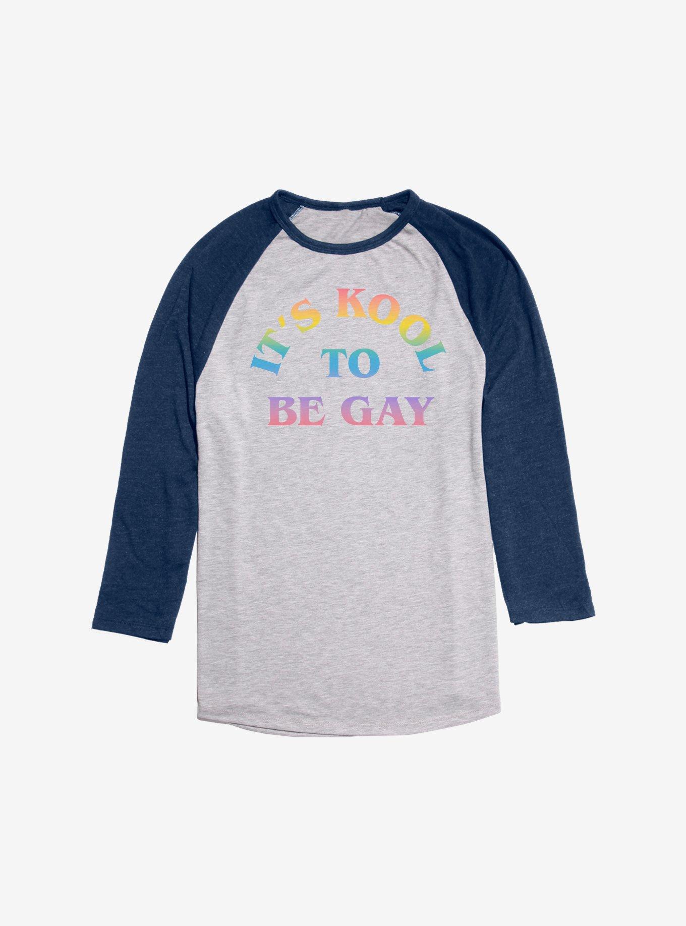 It's Kool To Be Gay Raglan, Ath Heather With Navy, hi-res