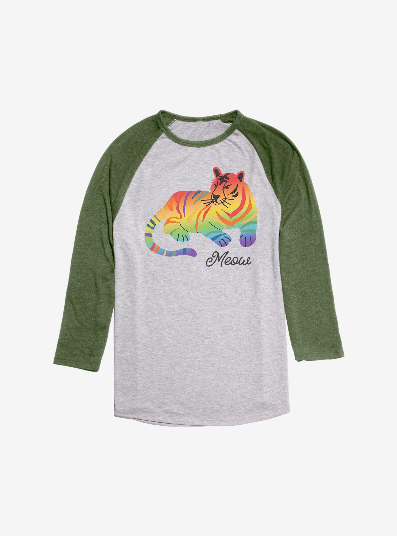 Pride Rainbow Tiger Meow Raglan, Ath Heather With Moss, hi-res