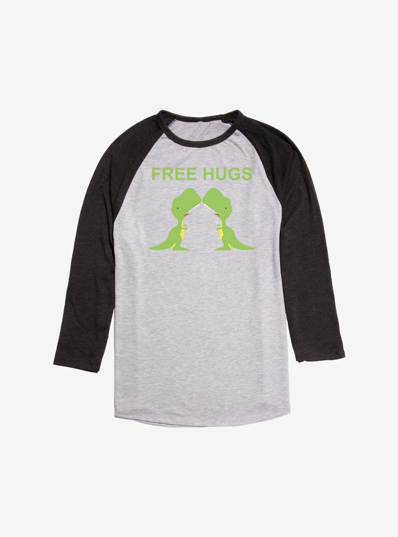 Free Hugs T-Rex Raglan , Ath Heather With Black, hi-res