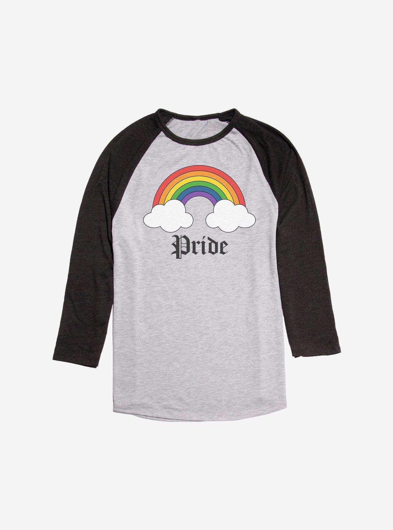 Rainbow Clouds Gay Pride Raglan, Ath Heather With Black, hi-res