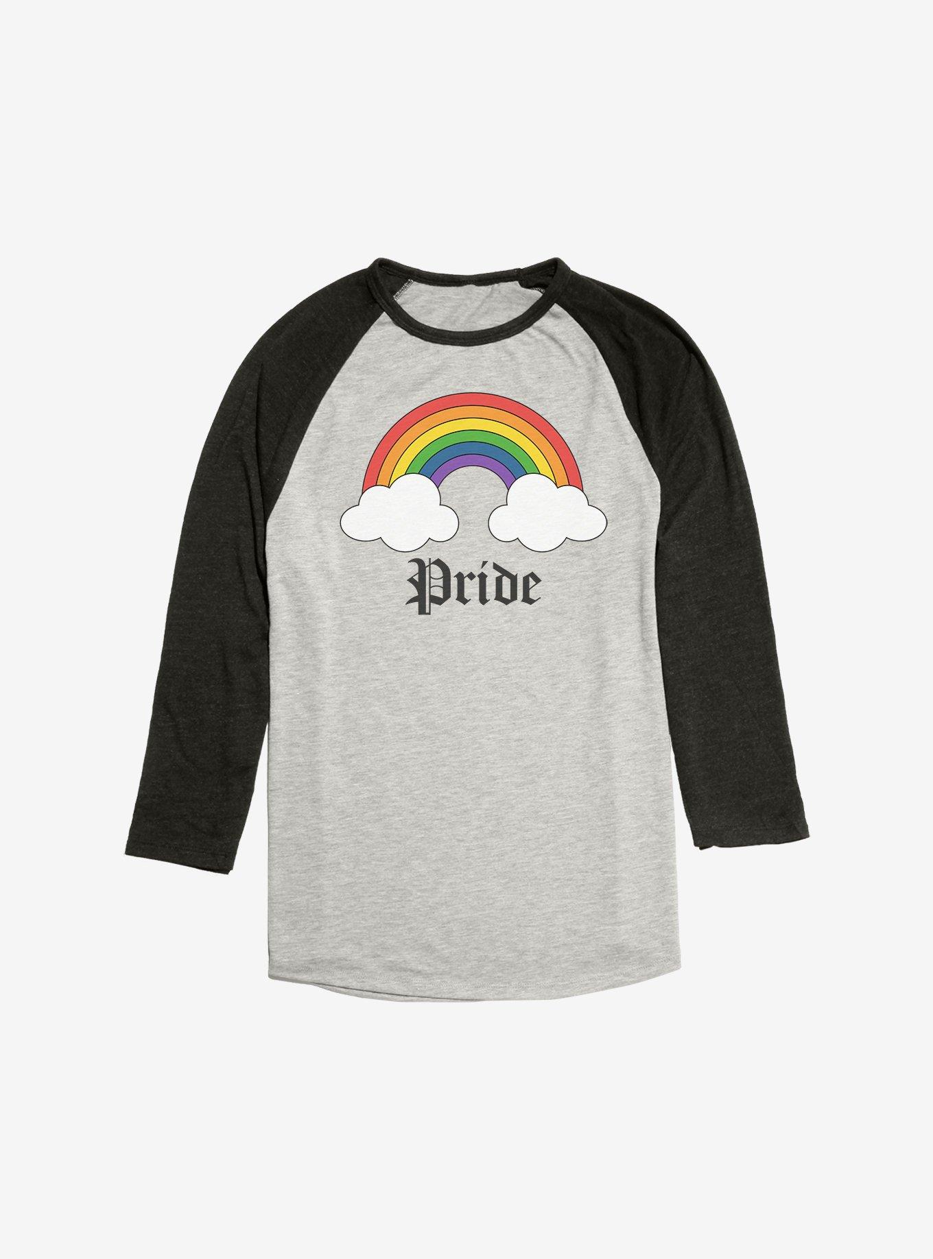 Rainbow Clouds Gay Pride Raglan, Oatmeal With Navy, hi-res