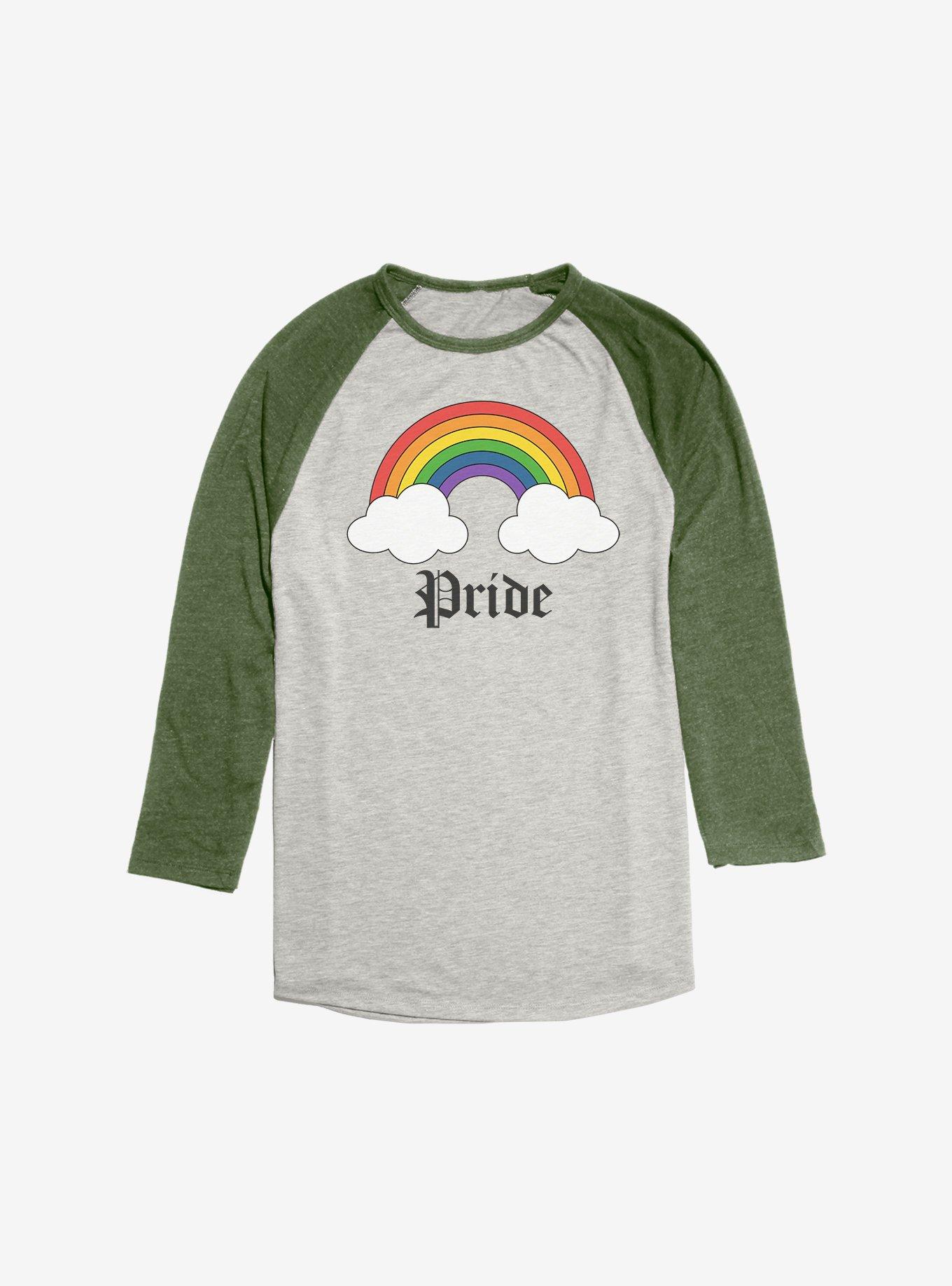 Rainbow Clouds Gay Pride Raglan, Oatmeal With Black, hi-res