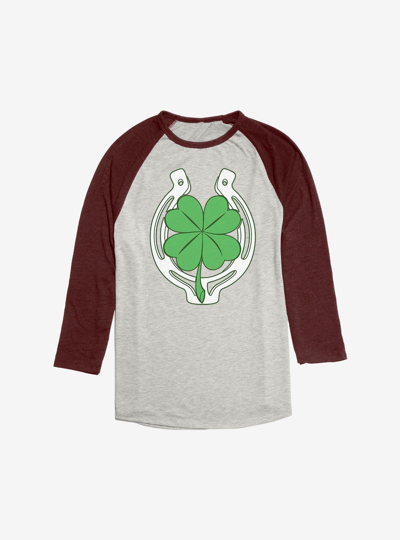 Lucky Horseshoe Raglan, Oatmeal With Maroon, hi-res