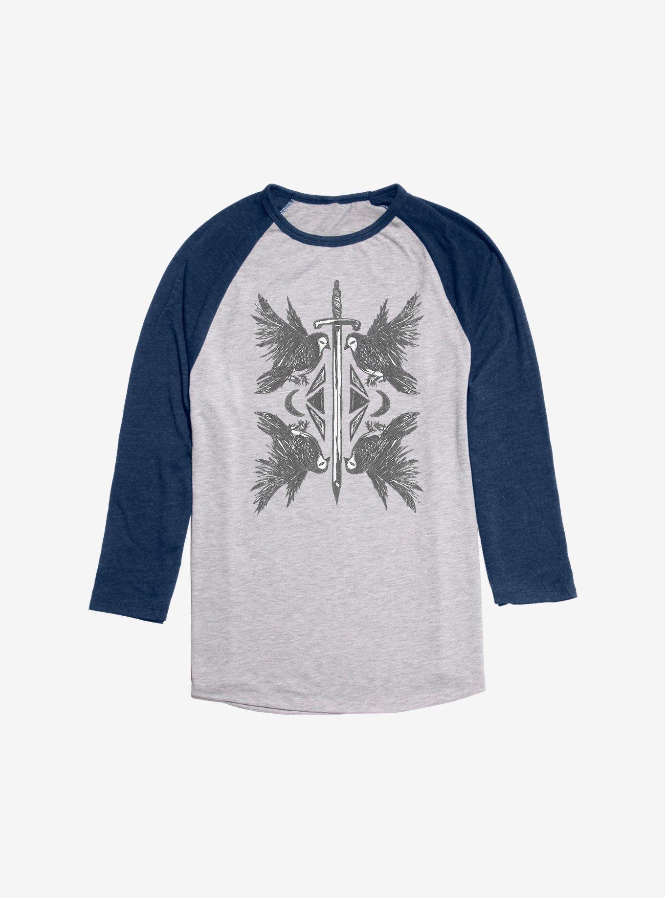 Raven And Sword Raglan, Ath Heather With Navy, hi-res